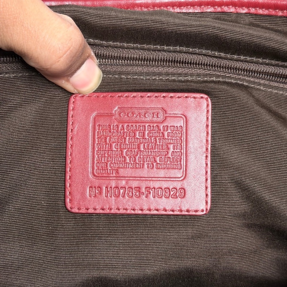 Vintage Coach buckle large shoulder bag satchel red canvas y2k - Picture 5 of 6